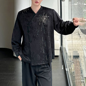 Fireworks Embroidered Jacquard Long-sleeved Shirt