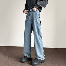 Load image into Gallery viewer, Blue Patchwork Denim Long Straight Pants
