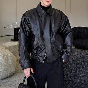 PU Leather Windproof Cotton Jacket