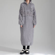 Load image into Gallery viewer, Autumn and Winter Thickened Turtleneck Fringed Knitted Dress
