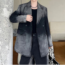 Load image into Gallery viewer, Retro Gradient Large Lapel Denim Suit Wide Leg Suit
