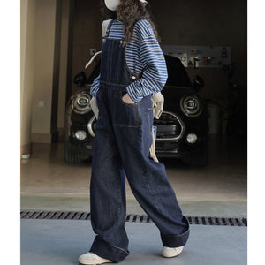 Adjustable Loose Denim Wide-leg Overalls