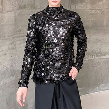 Load image into Gallery viewer, Sequin Party Stage Stand Collar Tight T-Shirt
