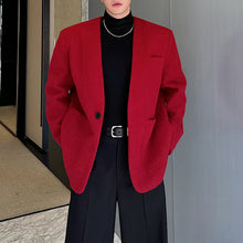 Load image into Gallery viewer, Retro Red Collarless Woolen Thickened Suit Jacket
