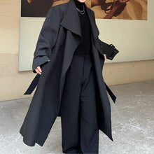 Load image into Gallery viewer, Large Lapel Belted Mid-Length Coat
