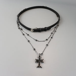 Black Cross Stacking Necklace