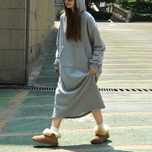 Load image into Gallery viewer, Casual Fleece Hooded Sweater Dress
