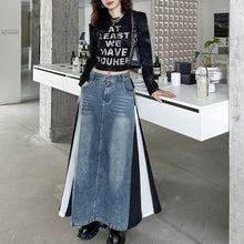 Load image into Gallery viewer, Spliced Denim Loose A-line Skirt
