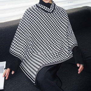 Vintage Houndstooth Cape Knitted Sweater