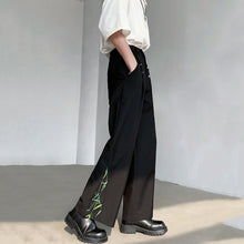 Load image into Gallery viewer, Loose Metal Buckle Bamboo Pattern Casual Wide-leg Straight Pants
