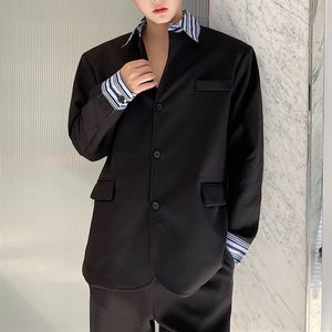 Spliced Fake Two Piece Loose Lapel Blazer