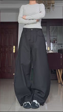 Load and play video in Gallery viewer, Vintage Draped Black Scimitar Suit Pants
