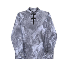 Load image into Gallery viewer, Ink Pattern Stand Collar Buckle Long Sleeve Shirt
