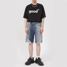 Load image into Gallery viewer, Straight Ripped Five Points Denim Shorts
