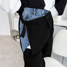 Load image into Gallery viewer, Denim Panel Casual Wide Leg Pants
