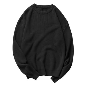 Solid Color Crew Neck Pullover Knitted Sweater