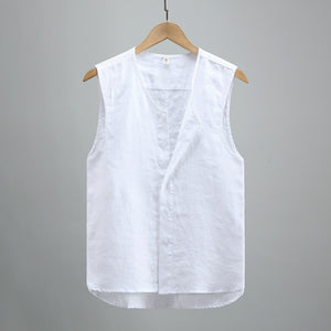 Summer Solid Color Linen Vest