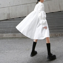 Load image into Gallery viewer, Ruched Balloon Sleeve Shirt Dress
