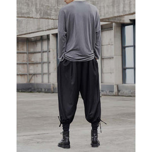 Elastic Waist Pleated Cropped Casual Pants