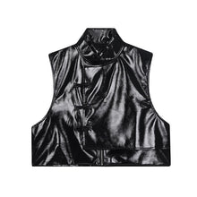 Load image into Gallery viewer, Retro Buckle Stand Collar PU Leather Short Vest
