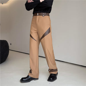 Paneled Contrast Casual Straight Pants