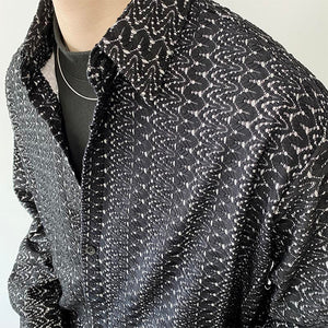 Sequin Lapel Black Long Sleeve Shirt