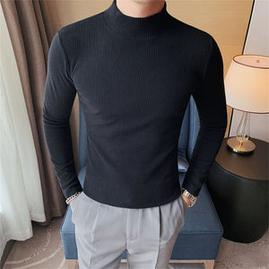 Slim Fit Striped Turtleneck T-shirt