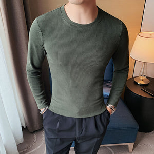 Slim Fit Crew Neck Stripe Long Sleeve T-Shirt