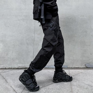 Functional Style Simple Black Cargo Pants