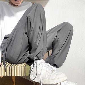 Solid Color Drawstring Cargo Pants