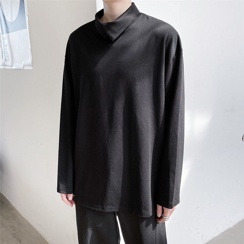 Minimalist Small Lapel Long Sleeve T-Shirt