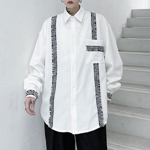 Patch Panel Loose Long Sleeve Shirt