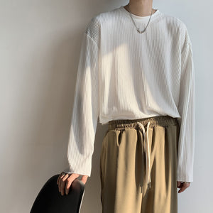 Thin Simple Solid Color Pullover Long Sleeve T-Shirt