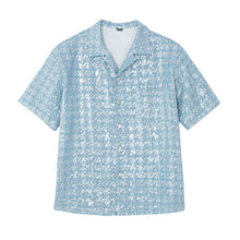 Load image into Gallery viewer, Cuban Collar Sequined Denim Shirt
