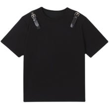 Load image into Gallery viewer, Leather Tab Shoulder Pads T-Shirt
