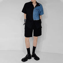 Load image into Gallery viewer, Denim Contrast Panel Short Sleeve Shirt
