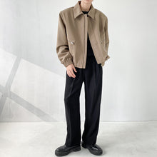 Load image into Gallery viewer, Solid Lapel Padded Shoulder Loose Jacket
