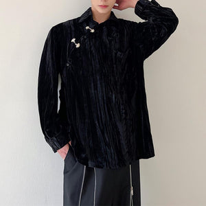 Vintage Lapel Fleece Long Sleeve Shirt