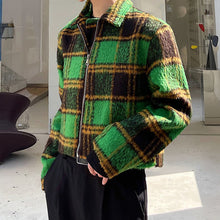 Load image into Gallery viewer, Green Plaid Short Jacket Coat
