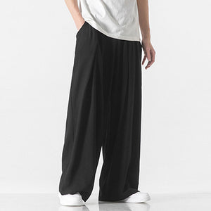 Loose Solid Straight-leg Pants