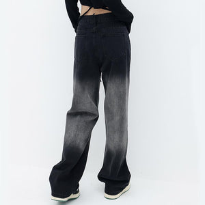 Black Gradient Straight Denim Pants