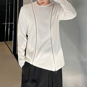 Slim Fit Double Zip Slit Long Sleeve T-Shirt