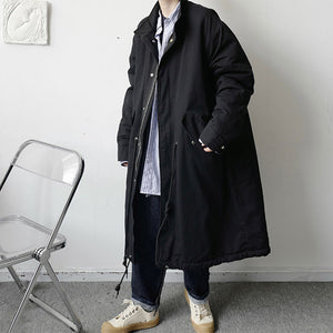 Japanese Loose Over-the-knee Thick Windbreaker