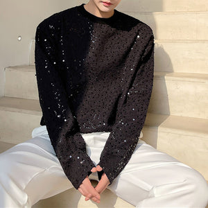 Sequin Crew Neck Long Sleeve T-Shirt