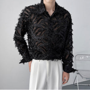 Sheer Fringed Fringed Shirt