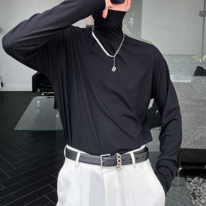 Simple Casual Turtleneck Long Sleeve T-Shirt