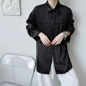 Simple Solid Color Square Neck Loose Shirt