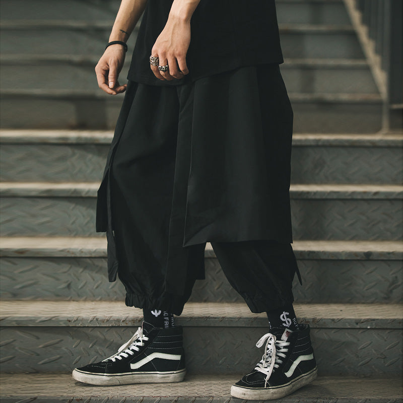 Black Oversized Loose Cropped Pants