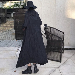 Creased Design Long Shirt Dress