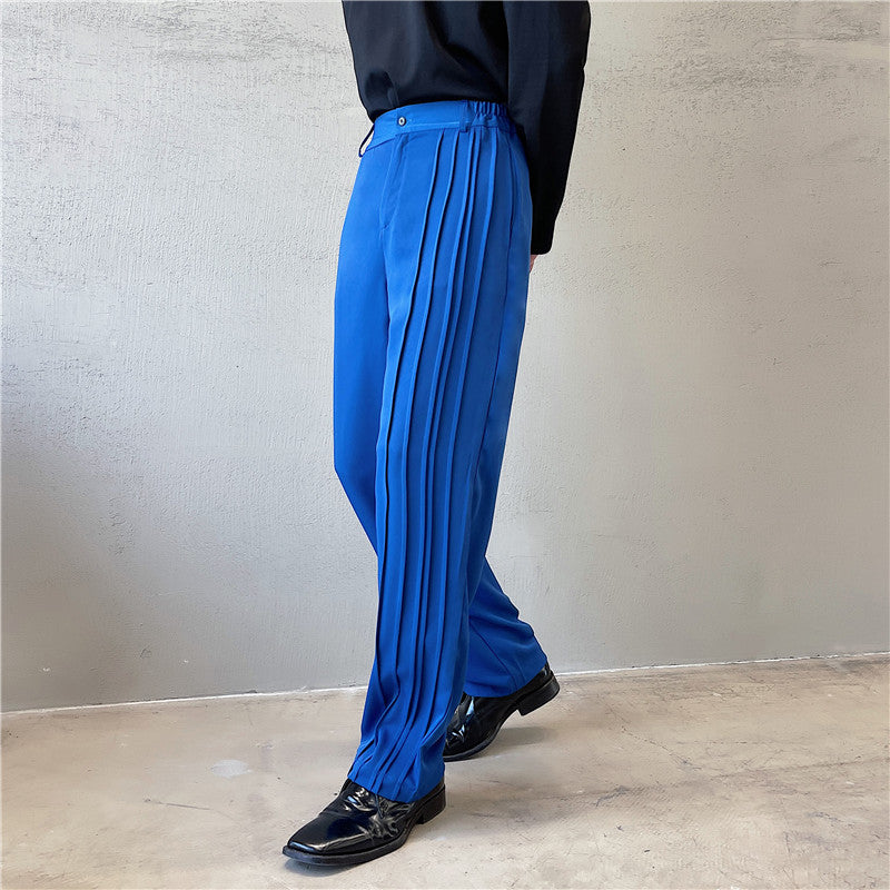 Wrinkled Casual Elastic Waist Trousers